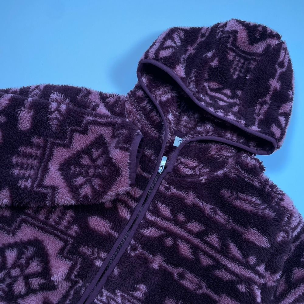 Ariat REAL Berber Pullover Hoodie Purple Pink Southwestern Fleece Womens L‎ Cozy
